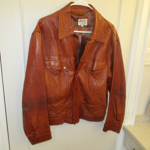 Made in England Duffer of St. George Men's Croc Print Leather Jacket Size L - Picture 8 of 12